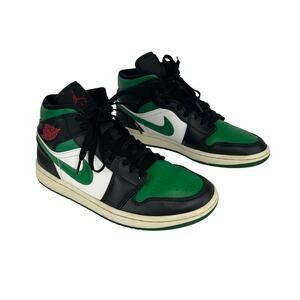 Nike Air Jordan 1 Mid Pine Green Toe Black Pine White Size 9